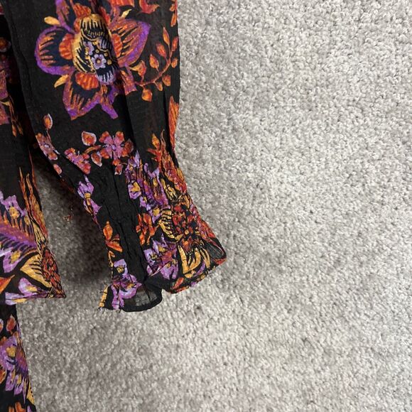 Vero Moda Stitch Fix Dress Womens Medium Black Floral Long Sleeve Tiered Lined - Picture 3 of 13